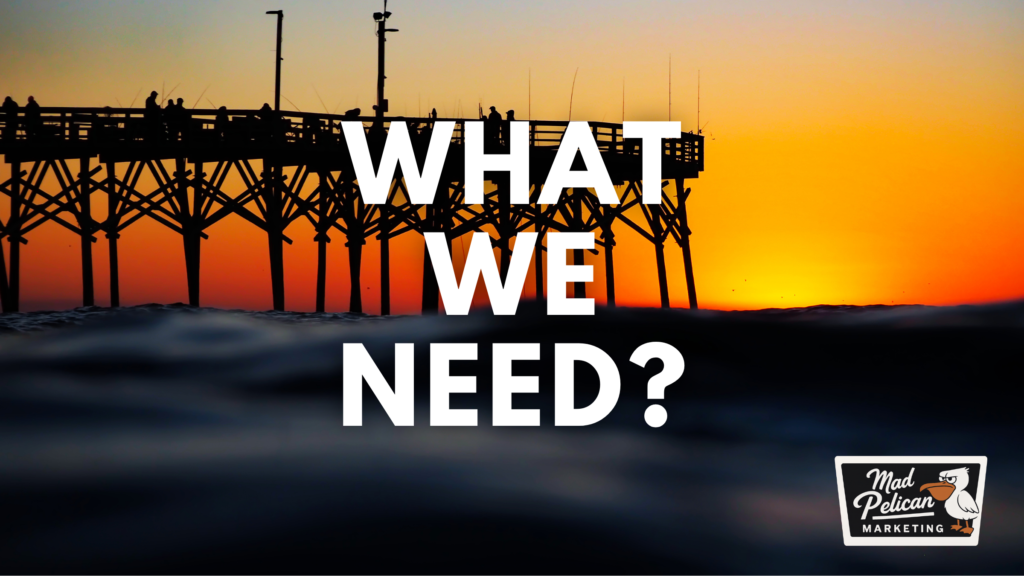 What We Need What we need at Mad Pelican to get the job done